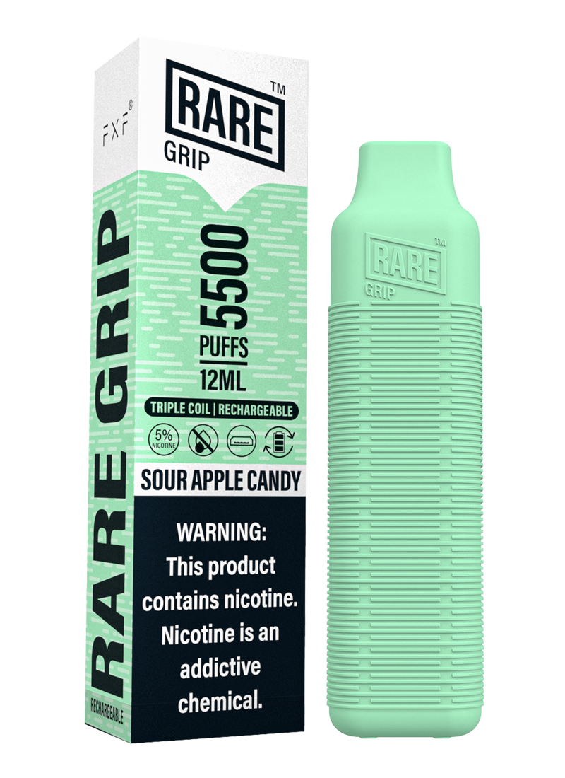Rare Grip Rechargeable Disposable 12ml 5500 Puffs 1ct – Sour Apple Candy