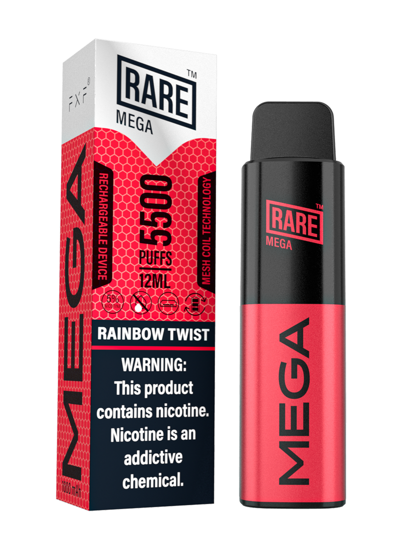 Rare Mega Mesh Rechargeable Disposable 12ml 5500 Puffs 1ct – Rainbow Twist