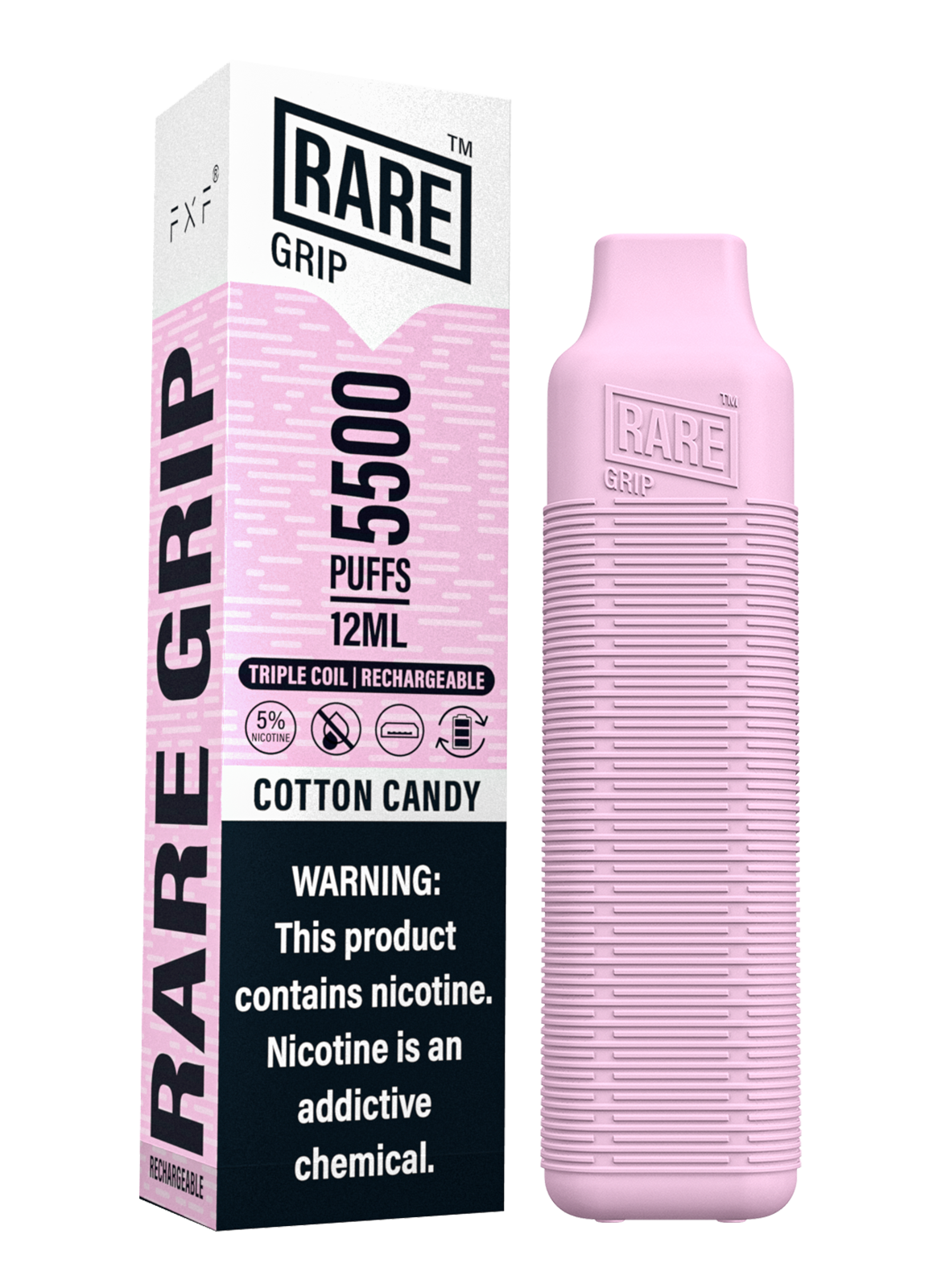 Rare Grip Rechargeable Disposable 12ml 5500 Puffs 1ct – Cotton Candy –  RAREVAPOR